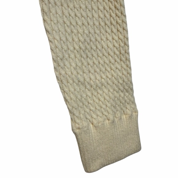 Danielle Bernstein Cropped Wrap Knit Top Tie Front Long Sleeve Cream Size M - Picture 7 of 14